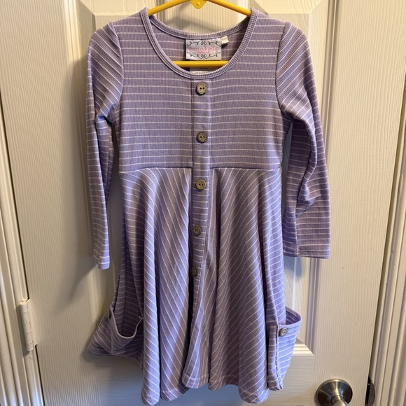 Serendipity Other - Serendipity Girls Purple Twirl Dress Long Sleeve Buttons Flowy Pockets Spring 4T